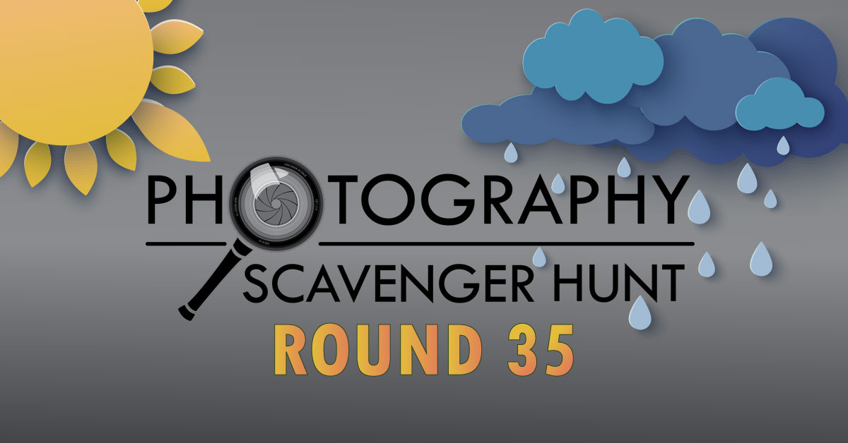 Round 35 Photography Scavenger Hunt with sunshine and rain drops