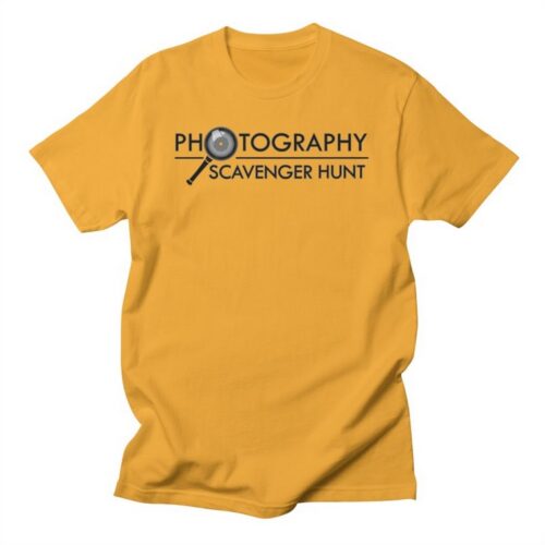 Gold t-shirt with Photography Scavenger Hunt logo